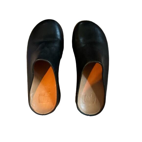 Fitflop SHUV black leather Comfort clog size W8 classic minimalist look. - Picture 3 of 8